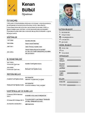 Öğretmen Cv Örnekleri cv indir